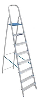 Escada Alumínio Dobrável 8 Degraus Alumasa Prata Azul 120kg