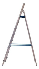 Escada Alumínio Dobrável 8 Degraus Alumasa Prata Azul 120kg