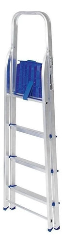 Escada Alumínio 4 Degraus MOR Prateado