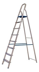 Escada Alumínio Dobrável 8 Degraus Alumasa Prata Azul 120kg